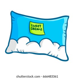 Cute and funny cloudy pillow to sleep well - vector.