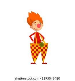 Cute funny clown cartoon character vector Illustration on a white background
