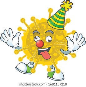 Cute and Funny Clown coronavirus pandemic presented in cartoon character design concept