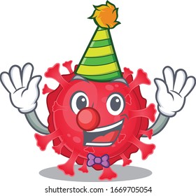 Cute and Funny Clown coronavirus substance cartoon character mascot style