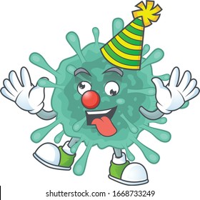 Cute and Funny Clown coronaviruses presented in cartoon character design concept