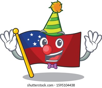 Cute and Funny Clown flag samoa Scroll cartoon character mascot style