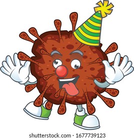 Cute and Funny Clown infection coronavirus presented in cartoon character design concept