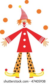 Cute funny clown juggling. Vector illustration