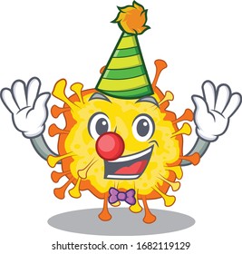 Cute and Funny Clown minacovirus cartoon character mascot style