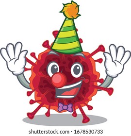 Cute and Funny Clown pedacovirus cartoon character mascot style