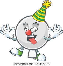 Cute and funny Clown satellite dish cartoon character mascot style