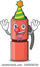 Cute and Funny Clown thermos bottle Scroll cartoon character mascot style