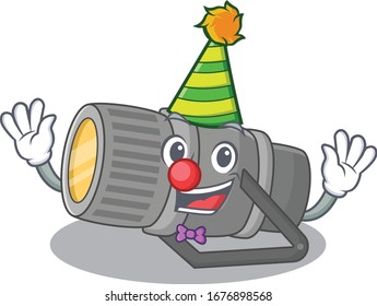 Cute and Funny Clown underwater flashlight cartoon character mascot style