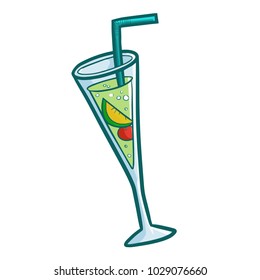 Cute and funny cocktail with orange inside for decore - vector.