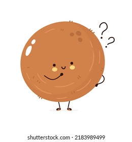 Cute funny coconut nut character. Vector hand drawn cartoon kawaii character illustration icon. Isolated on white background.  Coconut nut character concept