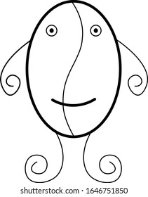 Cute and funny coffee bean character. Icon of coffee bean character. Vector coffee bean.