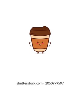 Cute funny coffee expression character. Vector hand drawn cartoon mascot character illustration icon. Isolated on white background. food character concept