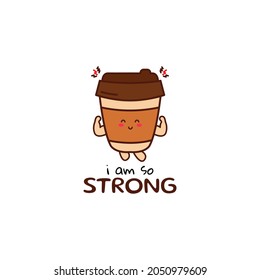 Cute lustige Kaffeeausdrucksfigur. Vektorhandgezeichnete Cartoon-Maskottensymbol zur Zeichensetzung. Einzeln auf weißem Hintergrund. Lebensmittelcharakter
