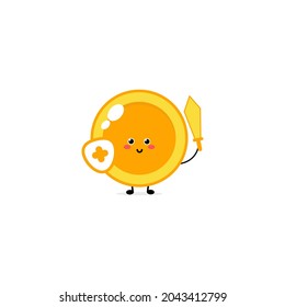 Cute funny coin expression character. Vector hand drawn cartoon mascot character illustration icon. Isolated on white background. business character concept