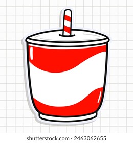Cute funny Cold drink sticker. Vector hand drawn cartoon kawaii character illustration icon. Isolated on background. Happy Cold drink card character concept