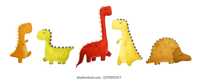 cute funny color dino, dinosaur illustration, dino design, childish art, design print for nursery
