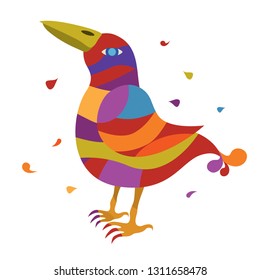 Cute funny colorful cartoon bird illustration