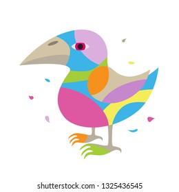 Cute funny colorful cartoon bird illustration 