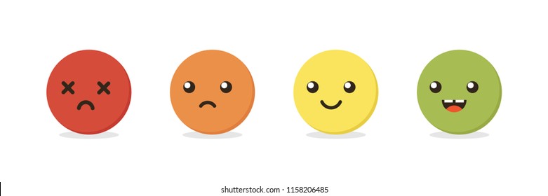 Cute funny colorful emotion balls, icons for customer service rating. Concept of positive and negative feedback.