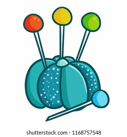 Cute and funny colorful straight pin - vector