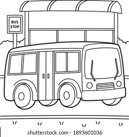 Cute   funny coloring page bus  Provides hours coloring fun for children  To color this page is very easy  Suitable for little kids   toddlers 
