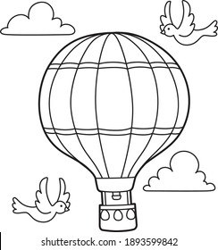 Cute and funny coloring page of a hot air balloon. Provides hours of coloring fun for children. To color this page is very easy. Suitable for little kids and toddlers.