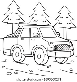 Cute and funny coloring page of a off road truck. Provides hours of coloring fun for children. To color this page is very easy. Suitable for little kids and toddlers.