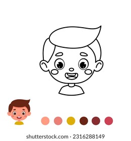 Esbozo de página de color lindo y gracioso de un niño de caricatura. Libro de colorear para niños. Actividad educativa para niños y niños de edad preescolar. Ilustración de material vectorial.