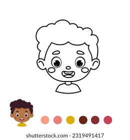 Esbozo de página de color lindo y gracioso de un niño de caricatura. Libro de colorear para niños. Actividad educativa para niños y niños de edad preescolar. Ilustración de material vectorial.