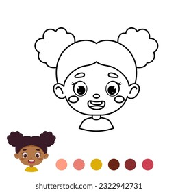 Cute and funny coloring page outline of a cartoon girl. Coloring book for kids. Educational activity for preschool years kids and toddlers. Vector stock illustration.