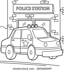Cute   funny coloring page police car  Provides hours coloring fun for children  To color this page is very easy  Suitable for little kids   toddlers 