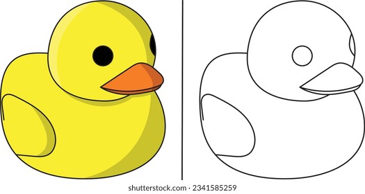 Cute and Funny coloring page of a Rubber Duck.  Hours of fun for a toddler or little kids.  Very easy to color
