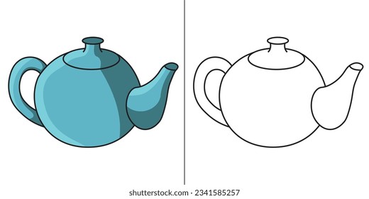 Cute and Funny coloring page of a Teapot.  Hours of fun for a toddler or little kids.  Very easy to color
