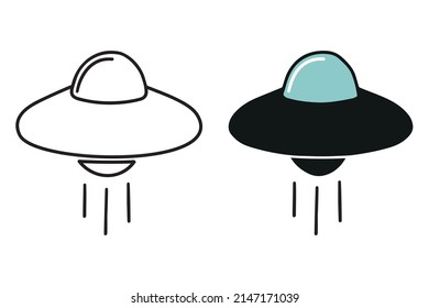 Cute and funny coloring page of an ufo. To color this page is very easy. Suitable for little kids and toddlers.