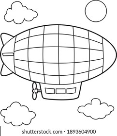 Cute and funny coloring page of a Zeppelin . Provides hours of coloring fun for children. To color this page is very easy. Suitable for little kids and toddlers.