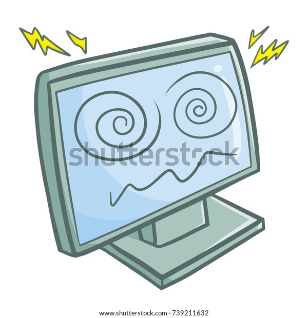 Cute Funny Computer Monitor Get Dizzy Stock Vector (Royalty Free) 739211632