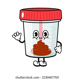 Cute lustige Container für Analyse schwingende Hand Charakter. Vektor handgezeichnet traditionellen Cartoon Vintage, Retro, kawaii Zeichen-Illustration Symbol. Happy Container für die Analyse des Zeichenkonzepts
