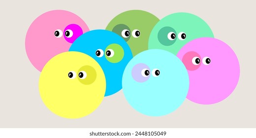 Cute funny contemporary characters with face emotions and various geometric colorful shapes. Hand drawn abstract trendy cartoon illustration for poster, logo, print, sticker and toys.