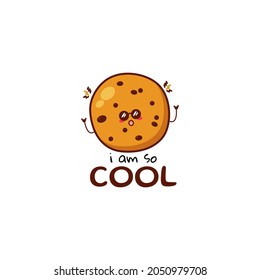 Cute funny cookies cool expression character. Vector hand drawn cartoon mascot character illustration icon. Isolated on white background. food character concept