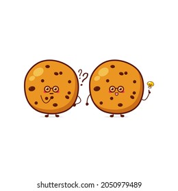 Cute funny cookies expression character. Vector hand drawn cartoon mascot character illustration icon. Isolated on white background. food breakfast character concept
