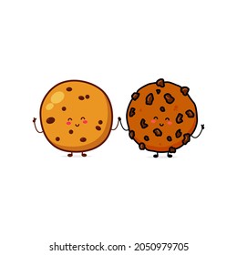 Cute funny cookies expression character. Vector hand drawn cartoon mascot character illustration icon. Isolated on white background. food character concept