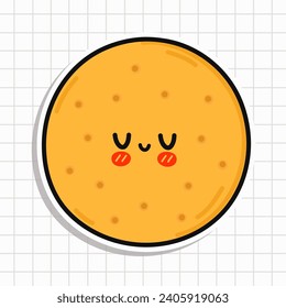 Cute funny Cookies sticker. Vector hand drawn cartoon kawaii character illustration icon. Isolated on background. Cookies card character concept