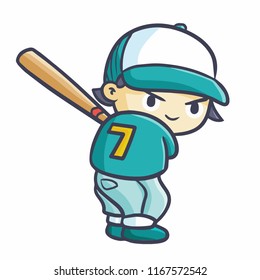 Cute and funny cool baseball player ready to hit the ball - vector