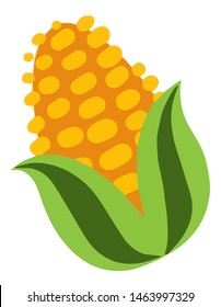 Cute and funny corn in simple cartoon style
