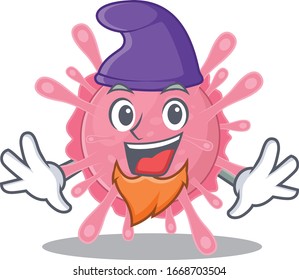 Cute and funny corona virus germ cartoon character dressed as an Elf