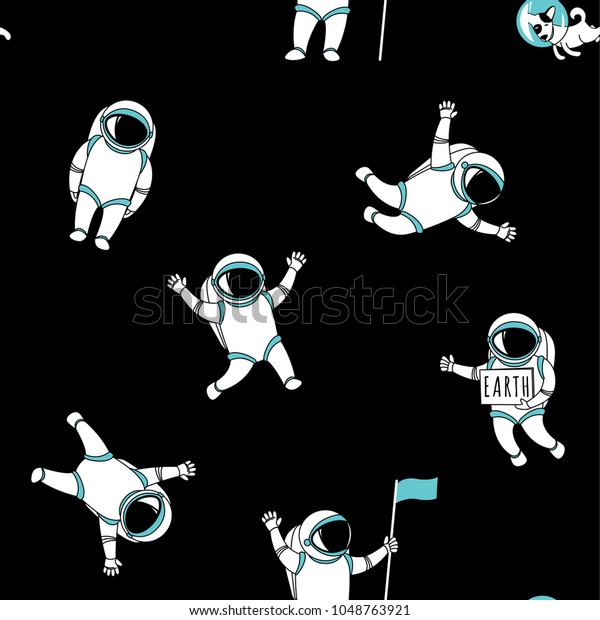 Cute Funny Cosmonaut Astronaut Spaceman Characters Stock Vector