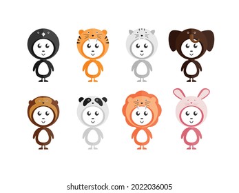 CUTE FUNNY COSTUME JACKET ANIMAL KIDS CHARACTER VECTOR COLLECTION