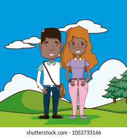 Cute and funny couple cartoon