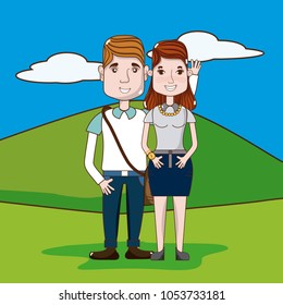 Cute and funny couple cartoon